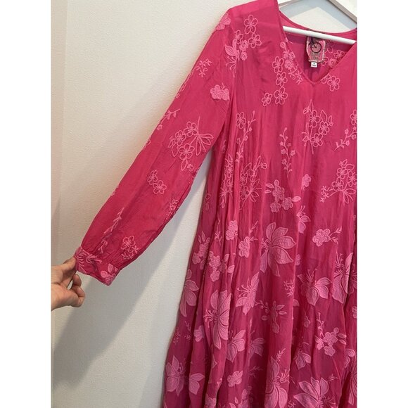 Johnny Was Nathy Lily Dress Medium Size Hot Pink Embroidery Floral NWT $598 - Picture 13 of 13